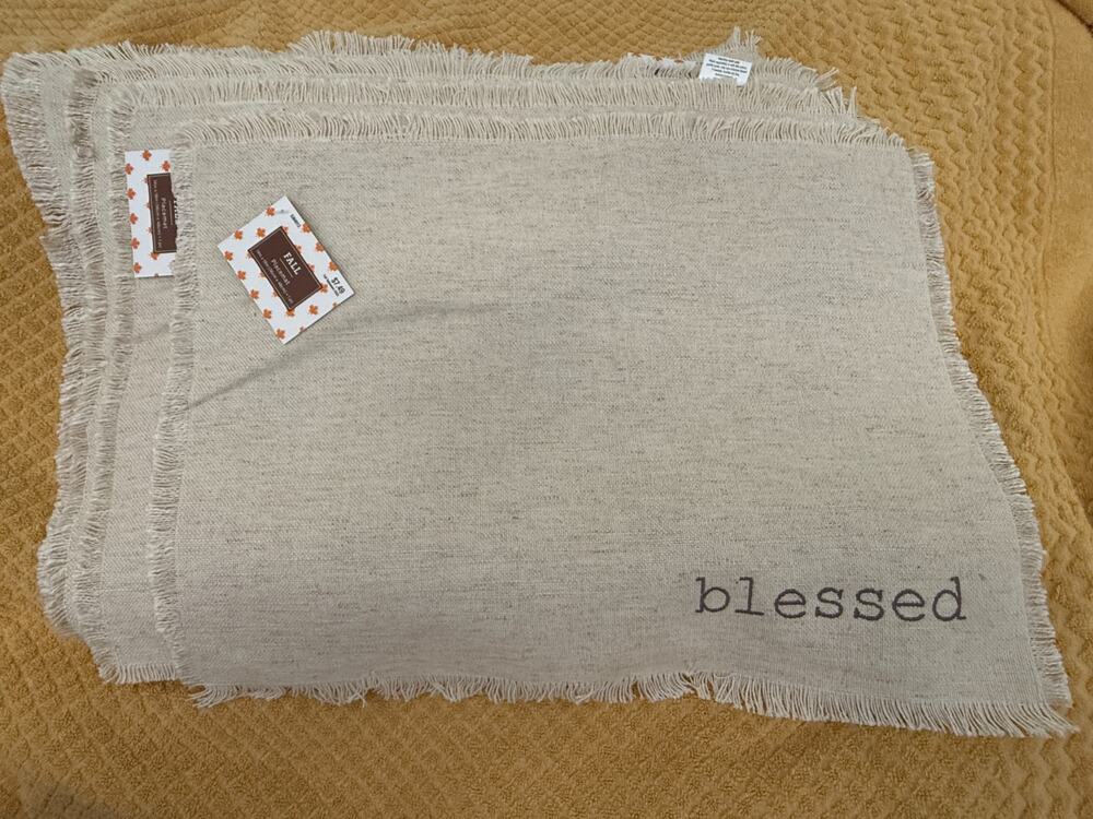 Hobby Lobby Fall Autumn Thanksgiving Blessed Placemat 14x19 inches LOT of 2